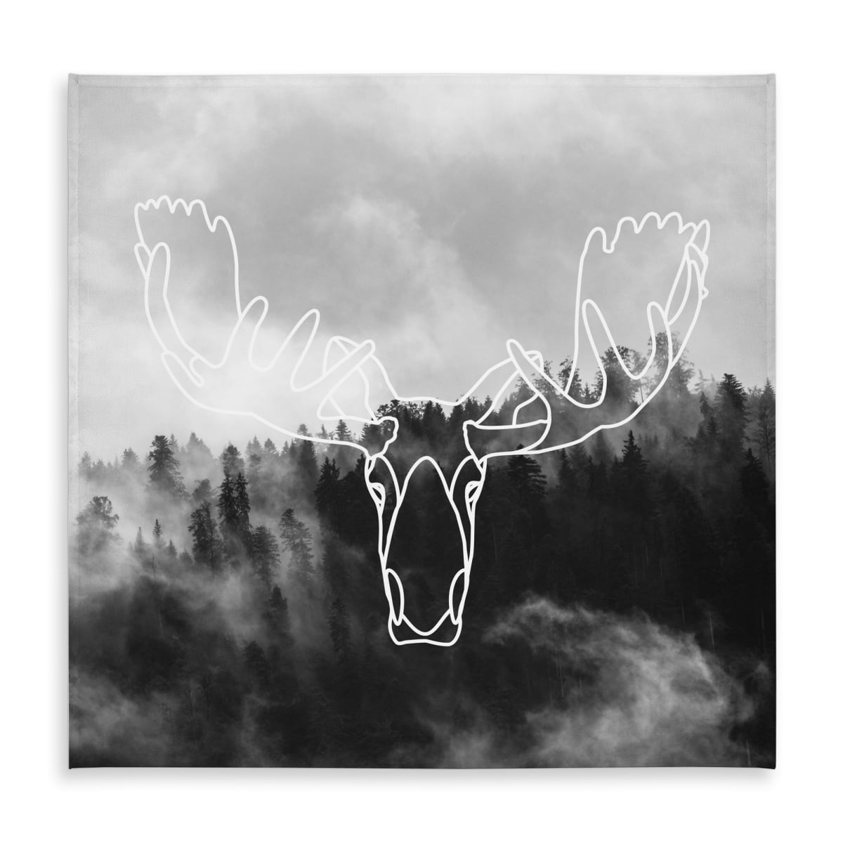 Picture of Begin Home Decor C1TC58583BMNUJ 58 x 58 in. Minimalist Moose Head Tablecloth - White Deer Design Decor