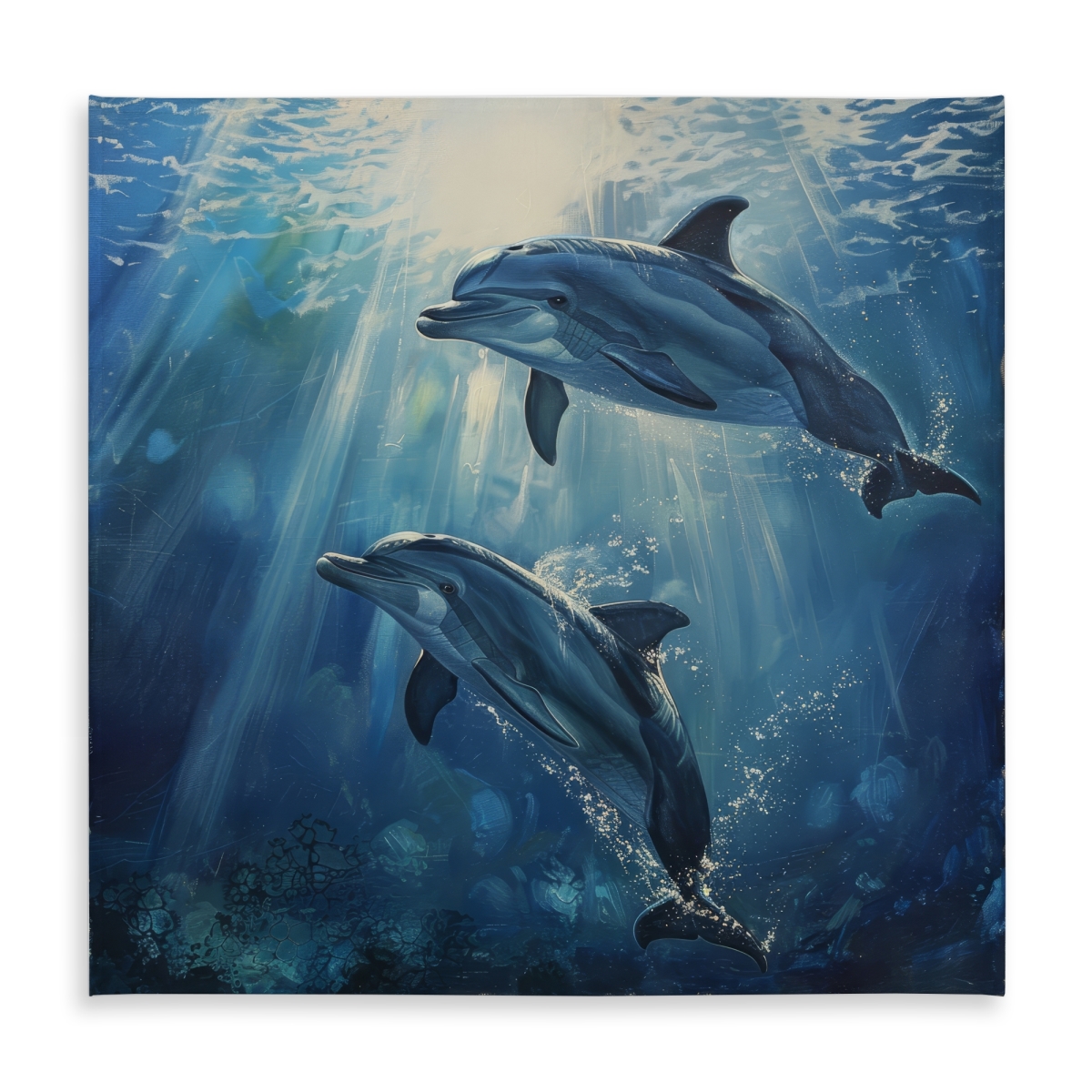 Picture of Begin Home Decor C1TC5858V64Z88 58 x 58 in. Two Dolphins Indoor & Outdoor Tablecloth - Home Decor Essential