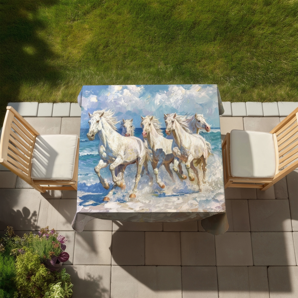 Picture of Begin Home Decor C1TC5858XN9AS3 58 x 58 in. Spatter Tablecloth - Indoor & Outdoor Home Decor Essential