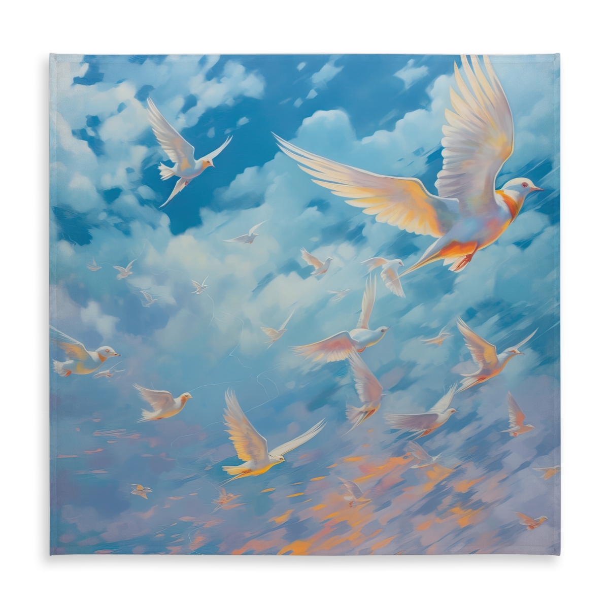 Picture of Begin Home Decor C1TC58586TJ5D9 58 x 58 in. The Flight Bird Blue Tablecloth - Indoor & Outdoor Home Decor