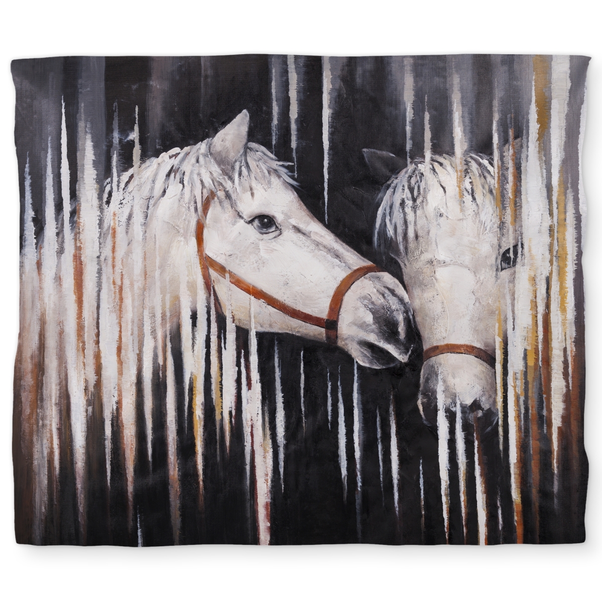 C1DCKSW0KOB1RT Two White Horses Kissing King Size Duvet Cover - Farm Animals Decor