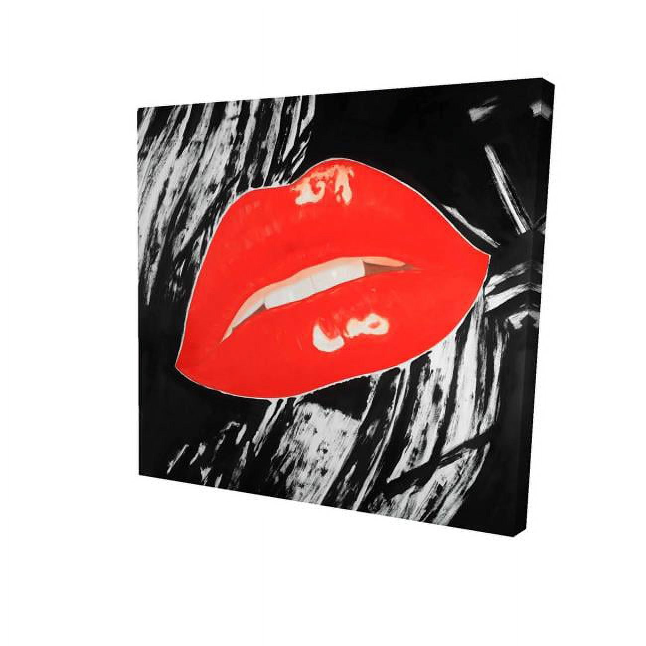 8 x 8 in. Kissable Glossy Lips on A Black Background-Print on Canvas