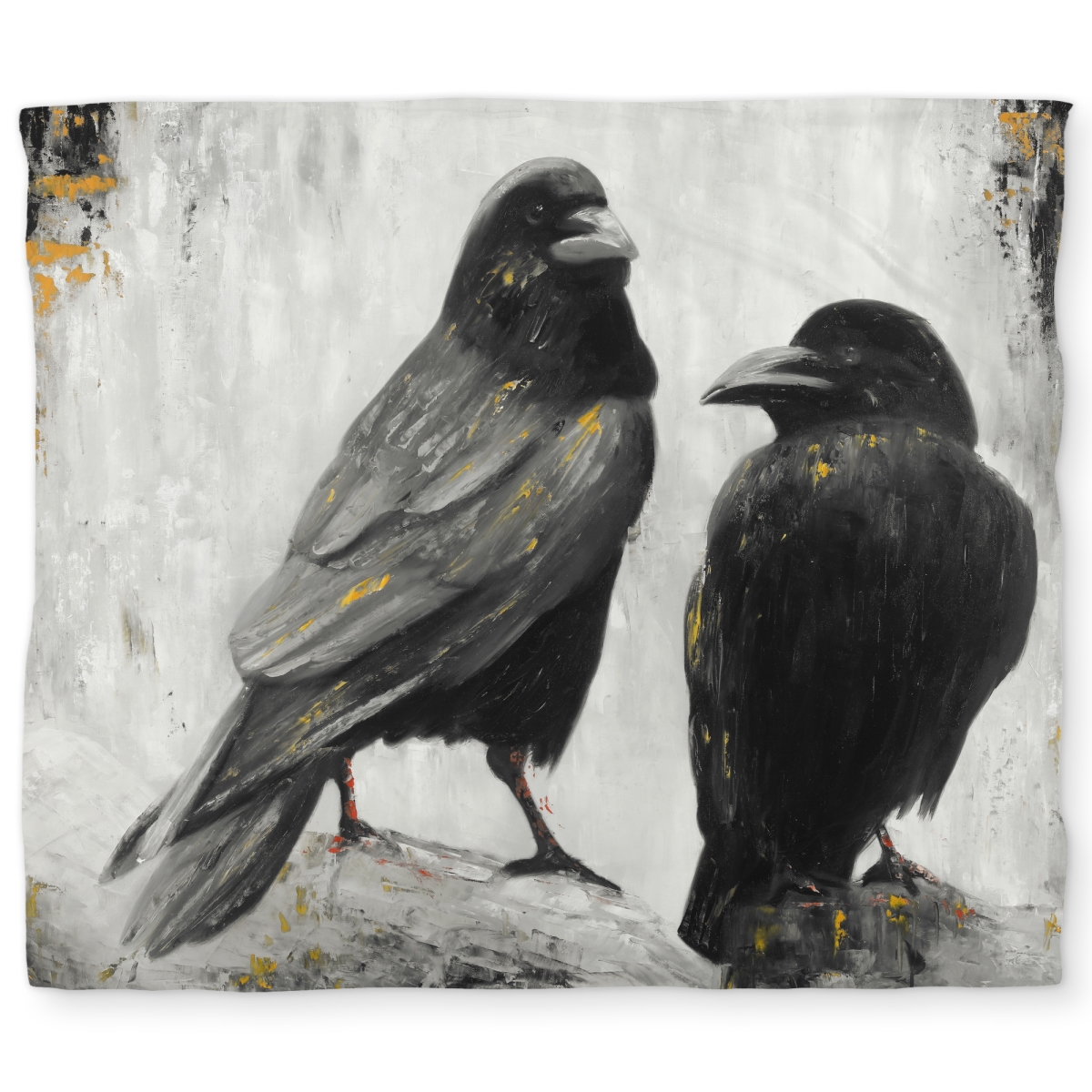 C1DCKSW0AQUAXT Two Crows Birds King Size Duvet Cover - Hyperrealist Bedroom Decor