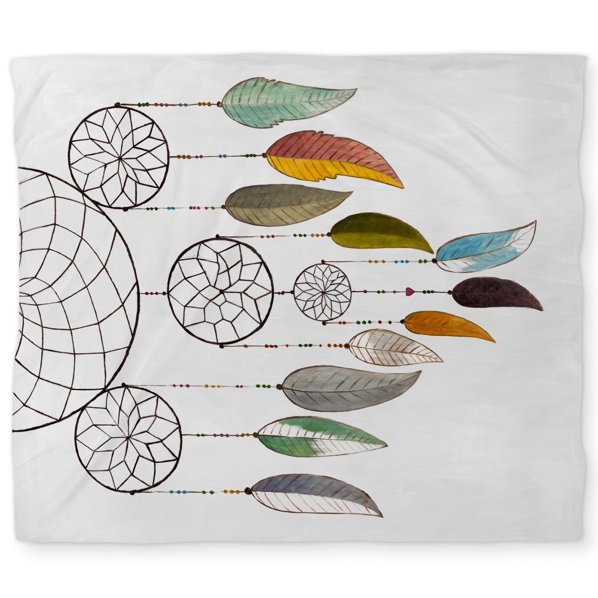 C1DCKSW0FUYVBL Dreamcatcher Gray Feathers King Size Duvet Cover - White Back