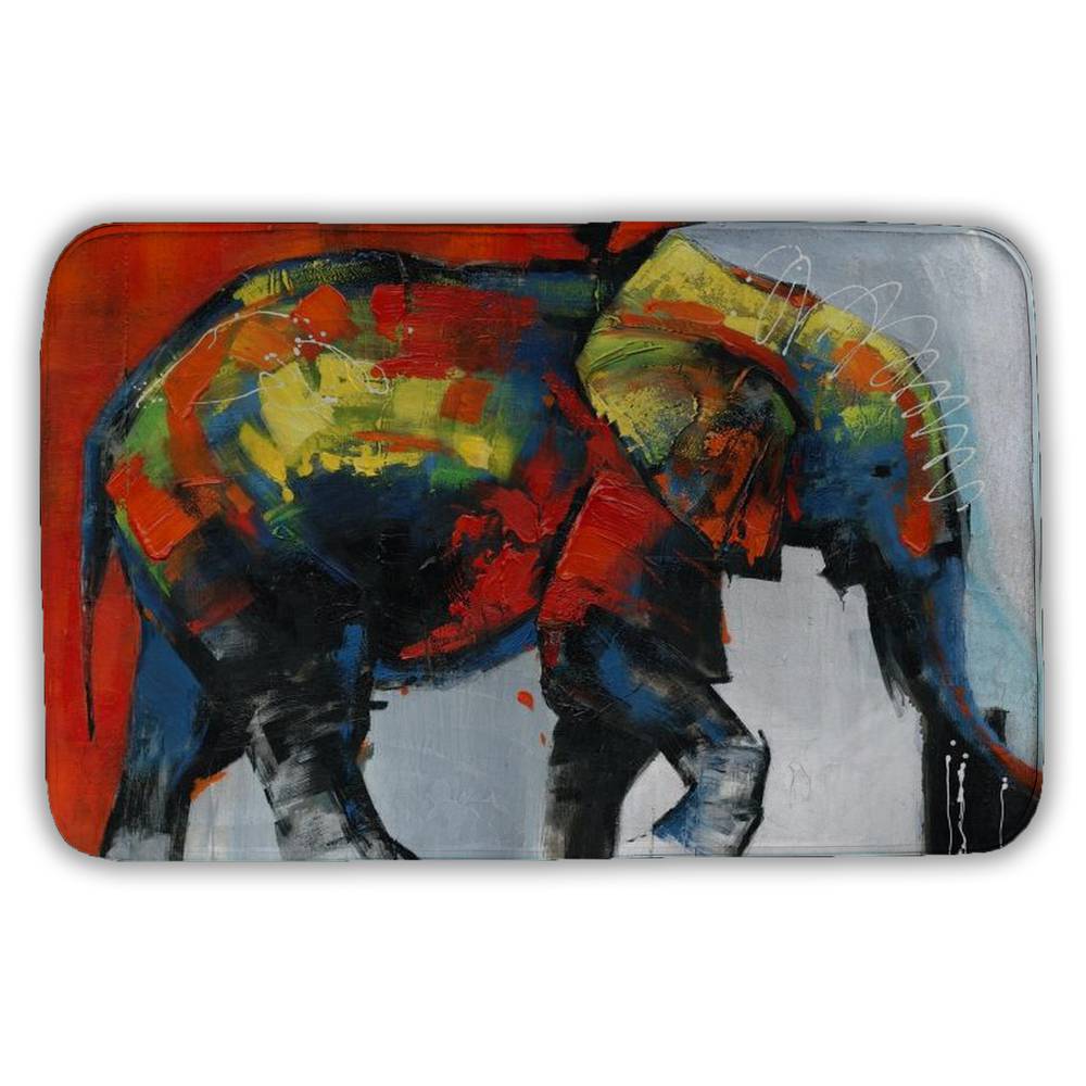 5930-2134-AN20 21 x 34 in. Elephant Blue Bath Mat - Abstract & Colorful Home Decor