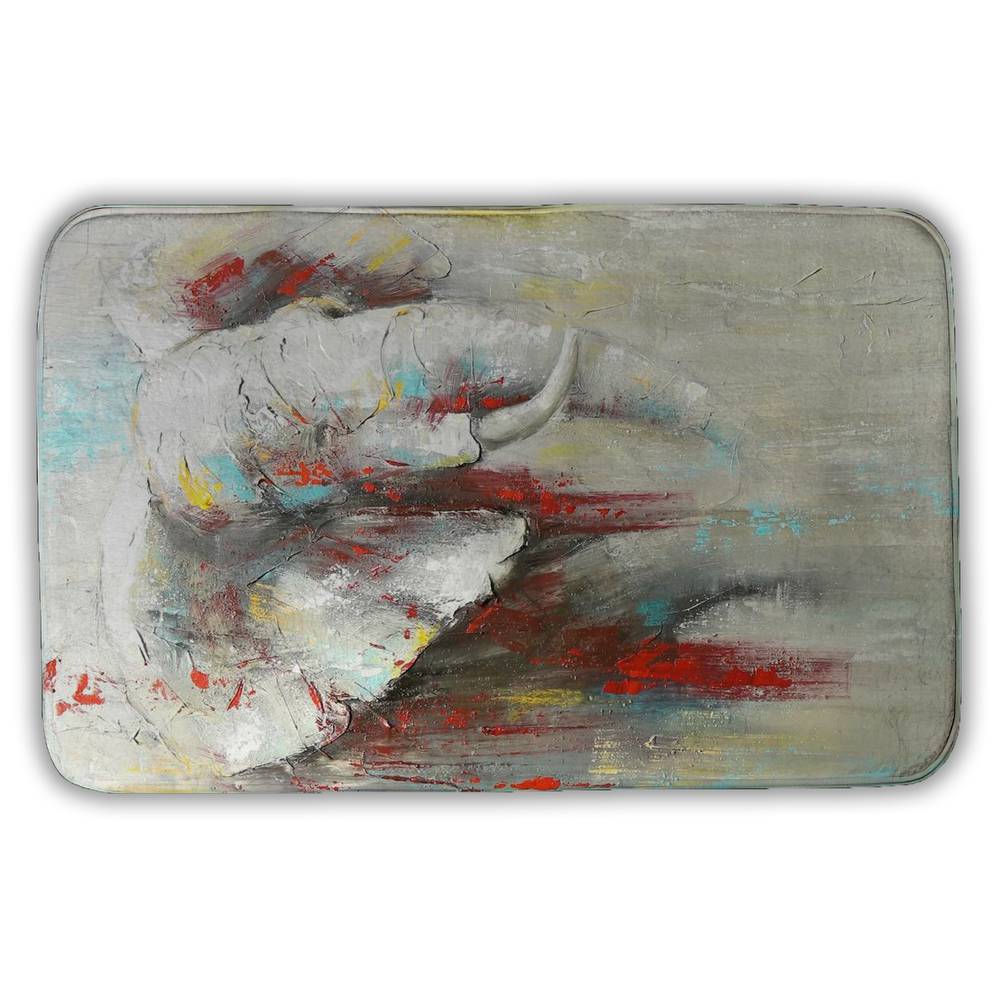 5930-3421-AN49 21 x 34 in. Abstract Elephant Red Bath Mat - Vibrant Animals Home Decor