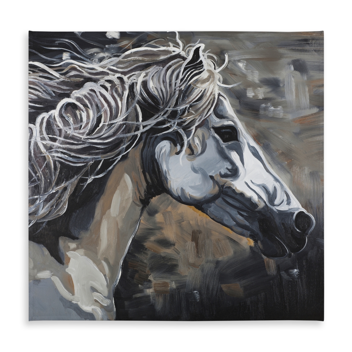 Picture of Begin Home Decor C1TC5858O2XV4J 58 x 58 in. Brown Farm Animals Tablecloth - Side of A Wild Horse Decor