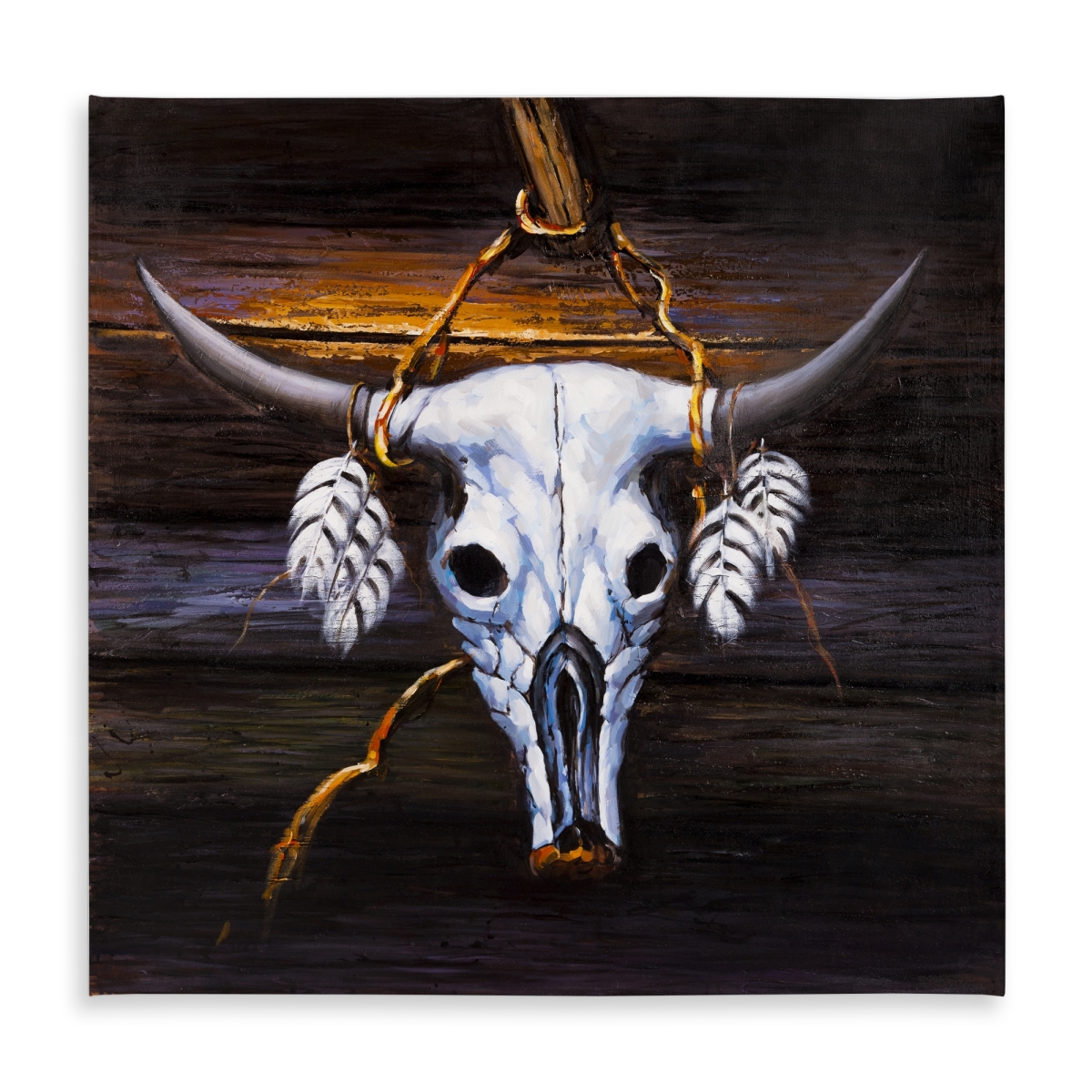 Picture of Begin Home Decor C1TC5858HAUF7O 58 x 58 in. Hanged Bull Skull Farm Animals Tablecloth - Indoor & Outdoor Decor