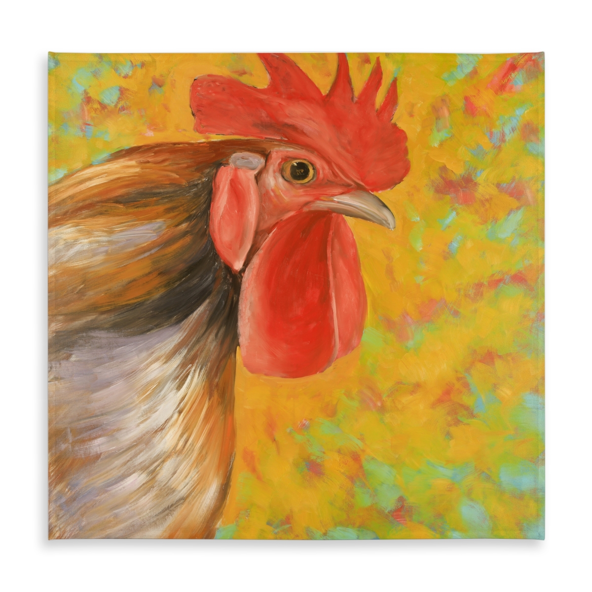 Picture of Begin Home Decor C1TC585850S08Q 58 x 58 in. Colorful Rooster Tablecloth - Yellow Animals Indoor & Outdoor