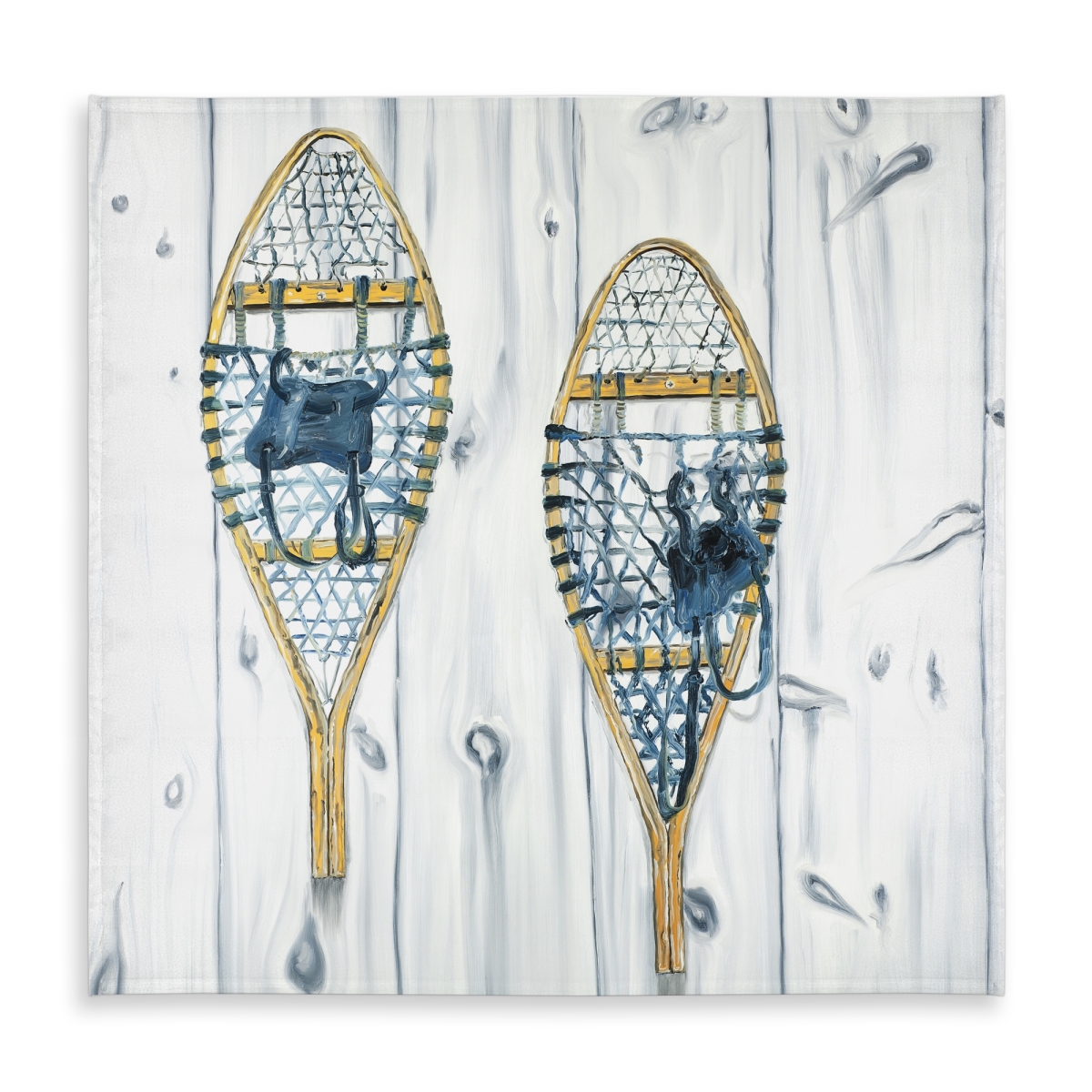 Picture of Begin Home Decor C1TC58589N4T77 58 x 58 in. Rustic Blue Tablecloth with Vintage Wood Snowshoes Decor