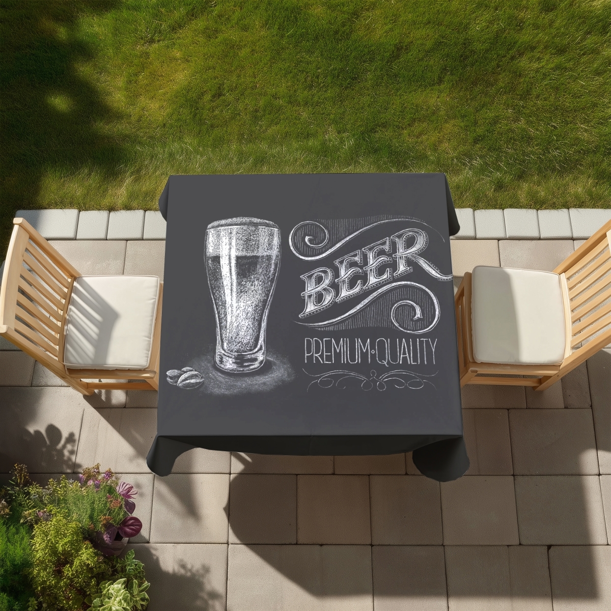 Picture of Begin Home Decor C1TC5858CDC5AN 58 x 58 in. Vintage Beer Signboard Tablecloth - Rustic Kitchen Decor
