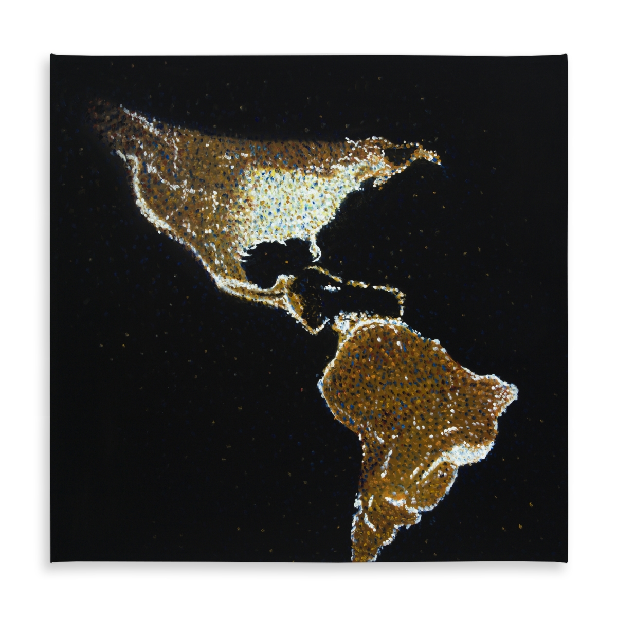 Picture of Begin Home Decor C1TC5858NW2FPS 58 x 58 in. Satellite View Tablecloth - American Continent at Night Decor