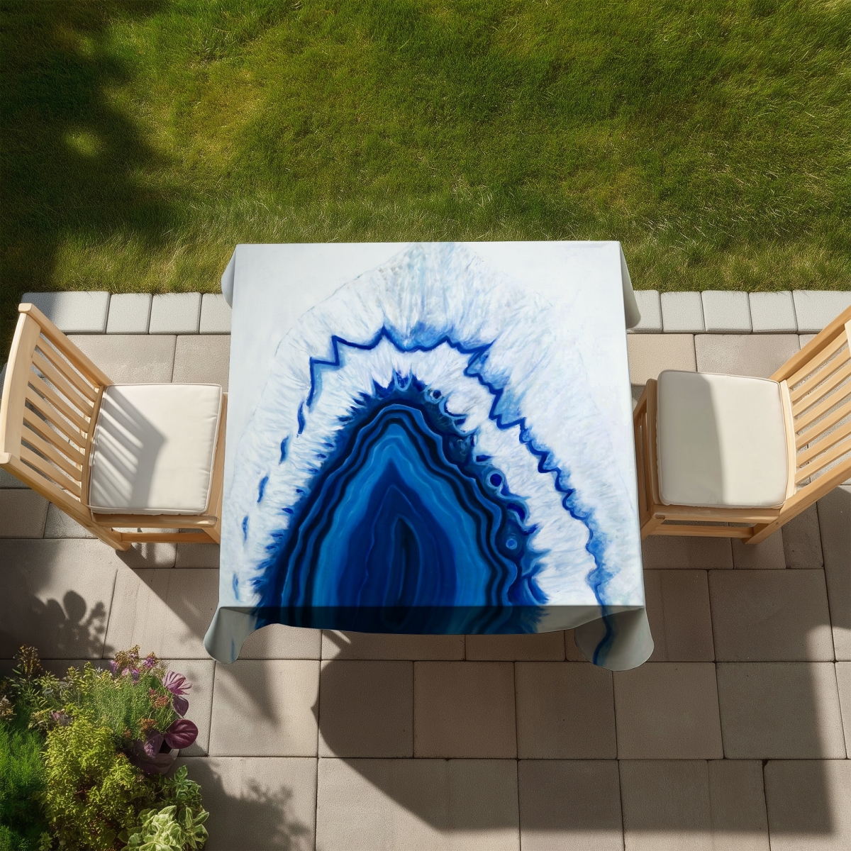 Picture of Begin Home Decor C1TC5858IAQE6Q 58 x 58 in. Agate Geode Slice Tablecloth - Indoor & Outdoor Home Decor