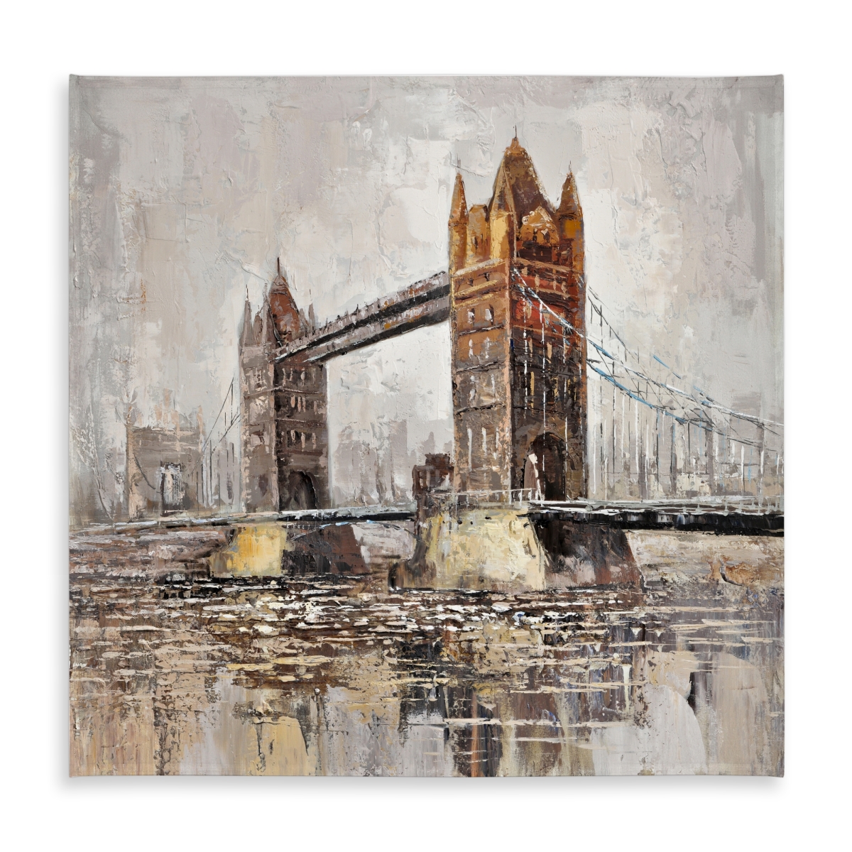 Picture of Begin Home Decor C1TC5858O8F2L1 58 x 58 in. London Tower Bridge Tablecloth - Indoor & Outdoor Home Decor