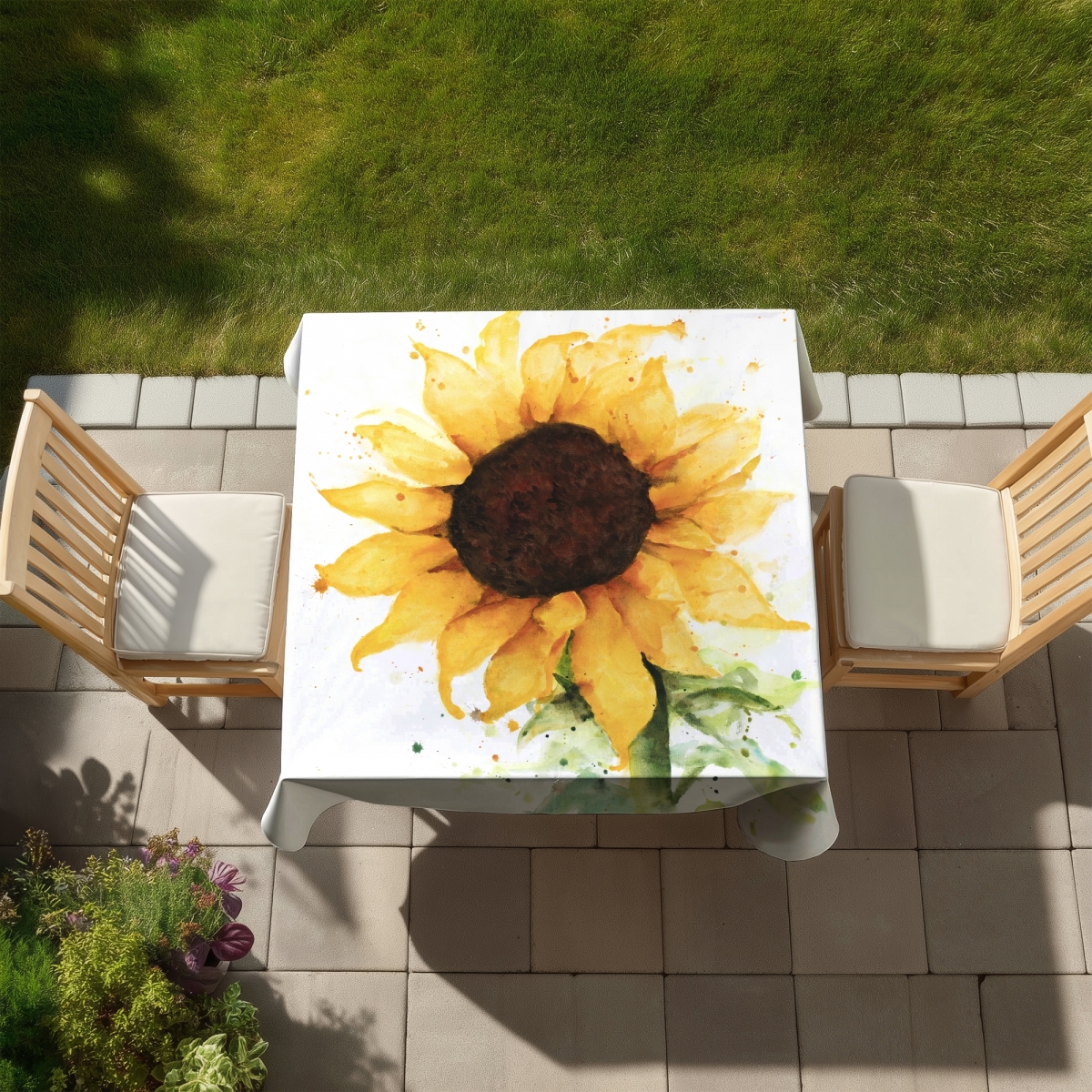 Picture of Begin Home Decor C1TC5858D6V1CS 58 x 58 in. Sunflower Rustic Brown Floral Tablecloth - Indoor & Outdoor Decor