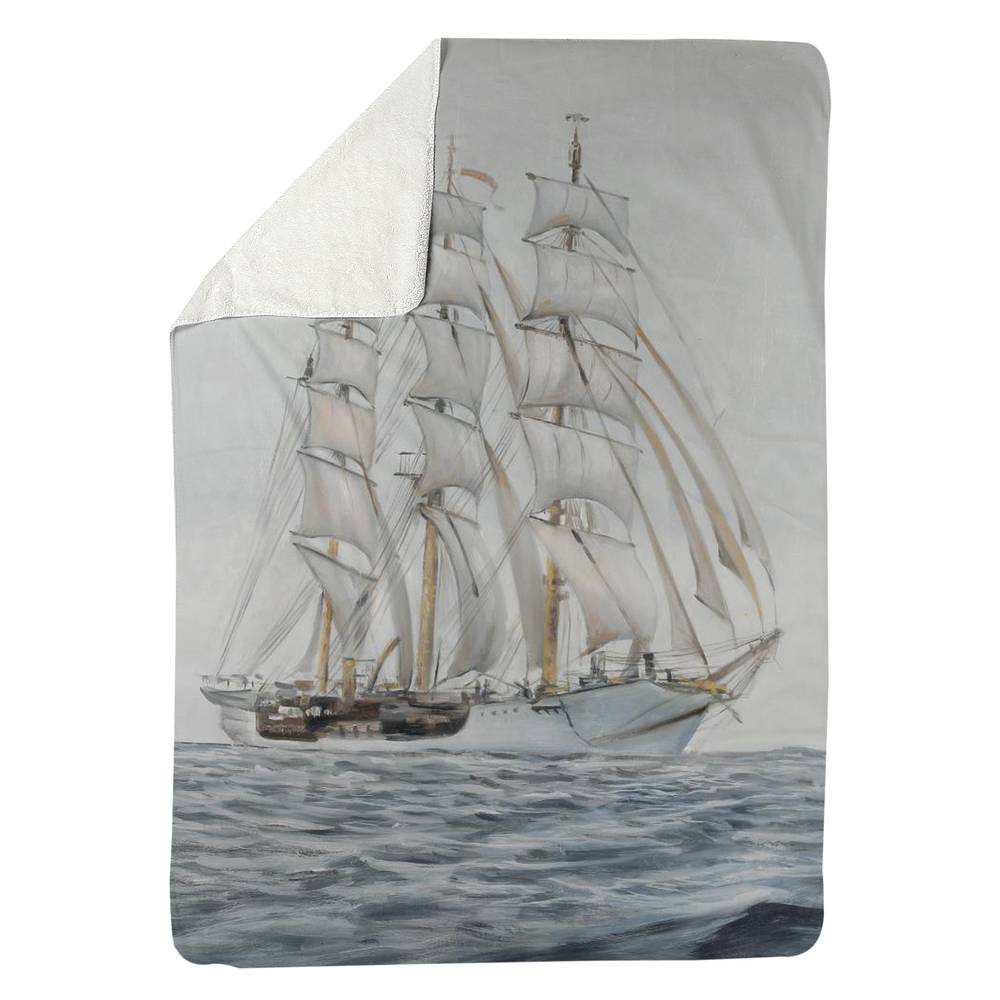 5545-8060-CO88 60 x 80 in. Coastal White Sherpa Fleece Blanket - Ship by A Cloudy Day