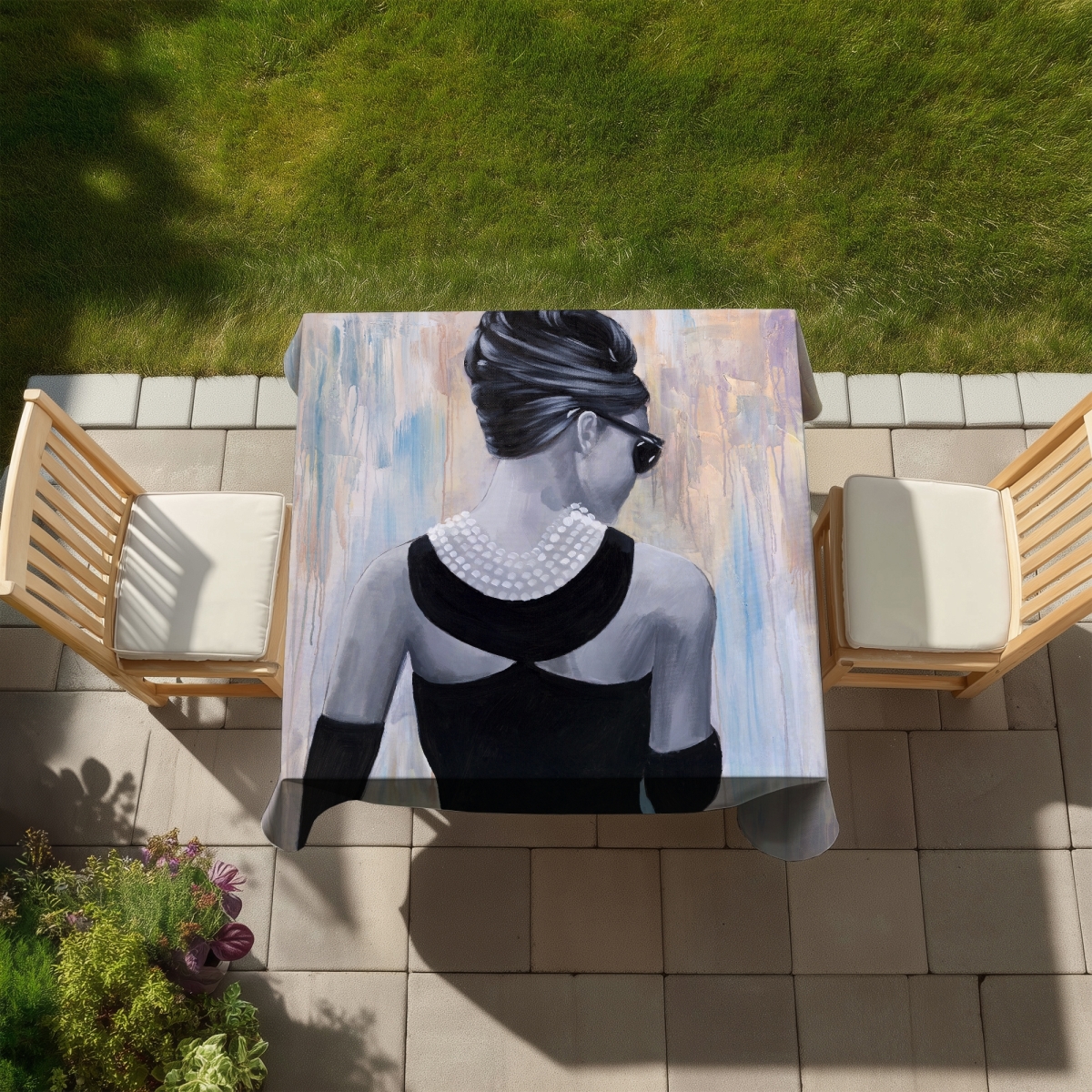 Picture of Begin Home Decor C1TC5858HSSTAH 58 x 58 in. Audrey Hepburn Tablecloth - Indoor & Outdoor Home Decor Fashion