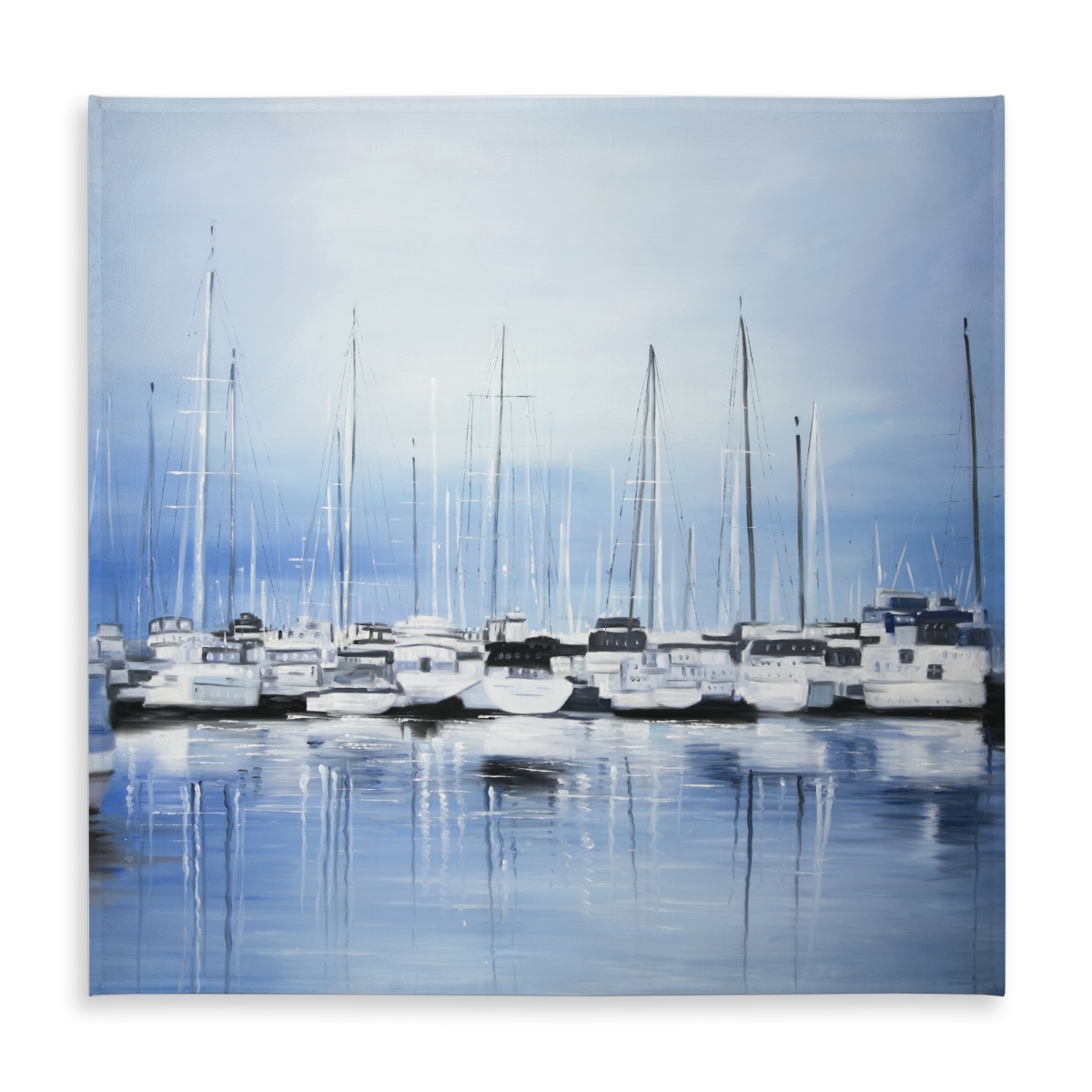 Picture of Begin Home Decor C1TC5858QTW9SL 58 x 58 in. Coastal Marine Boat Tablecloth - Boats at the Dock Decor