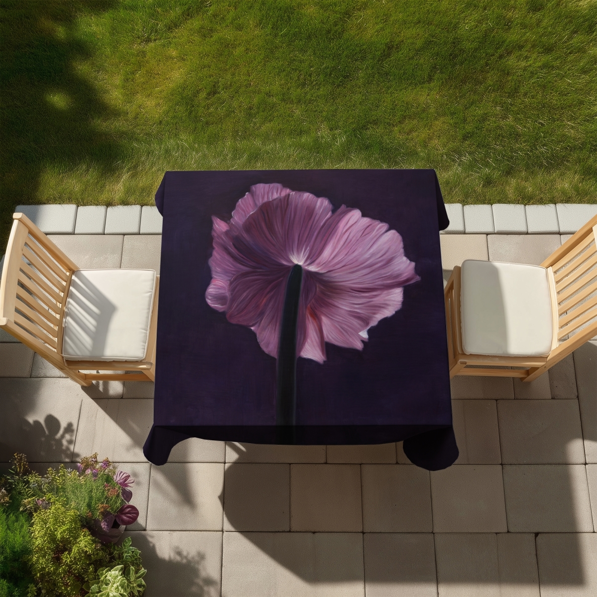 Picture of Begin Home Decor C1TC5858J632QC 58 x 58 in. Purple Petals Tablecloth - Botanical Minimalist Home Decor