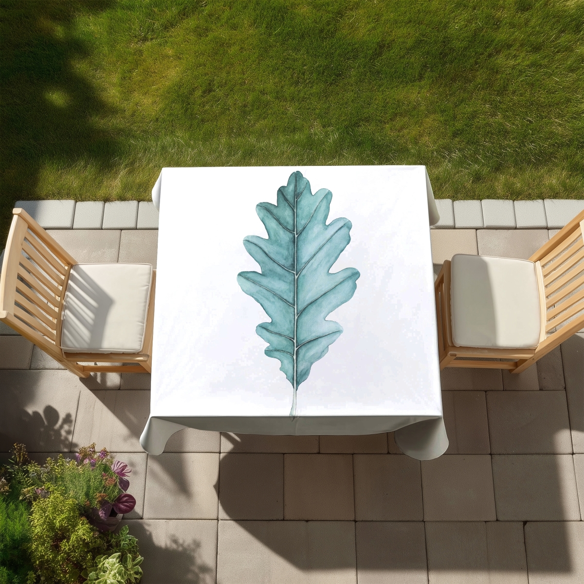 Picture of Begin Home Decor C1TC585856DX8B 58 x 58 in. Oak Leaf Green Botanical Tablecloth - Indoor & Outdoor Decor