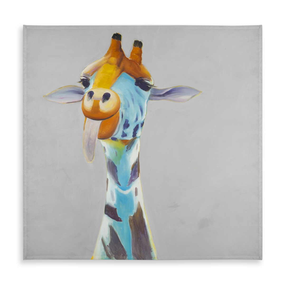 Picture of Begin Home Decor C1TC58588OA2LM 58 x 58 in. Funny Giraffe Wildlife Animals Blue Tablecloth - Indoor & Outdoor