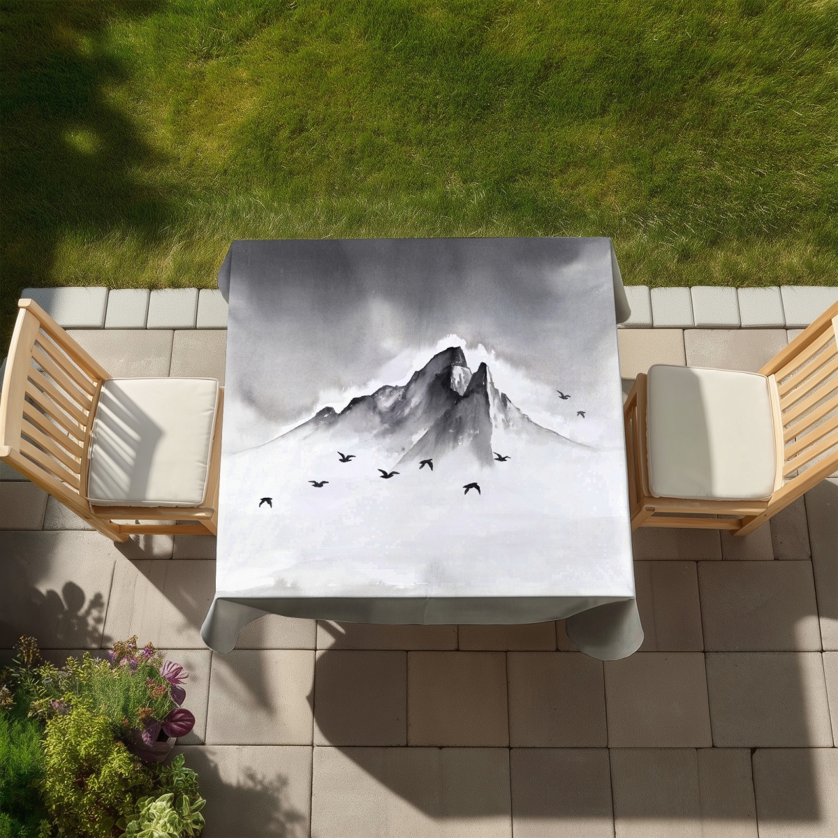 Picture of Begin Home Decor C1TC58585XFZKA 58 x 58 in. Mountain Peak Tablecloth - Minimalist Bedroom Decor - Indoor & Outdoor