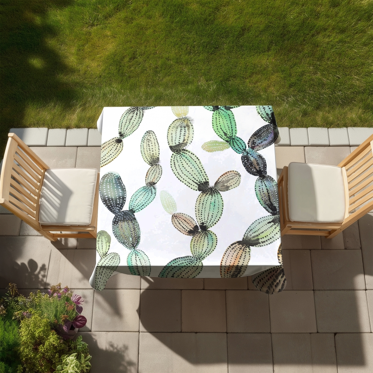 Picture of Begin Home Decor C1TC585858D6ID 58 x 58 in. Exotic Botanical Cactus Pattern Tablecloth - Indoor & Outdoor Decor