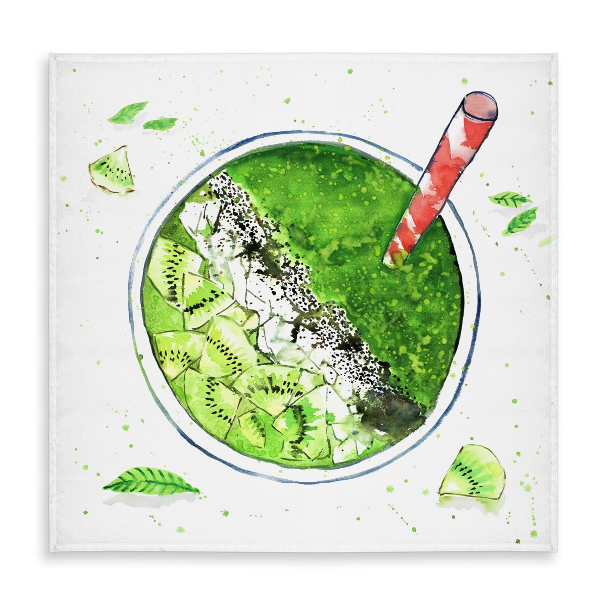 Picture of Begin Home Decor C1TC5858OURB24 58 x 58 in. Green Smoothie Kitchen Gastronomy Leaves Tablecloth - Indoor & Outdoor