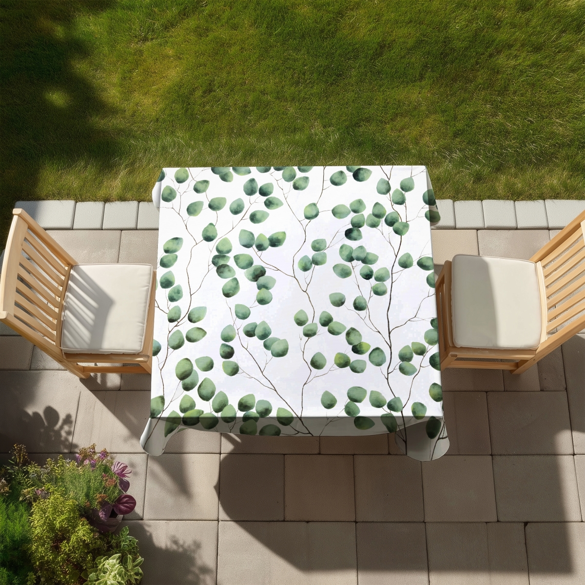 Picture of Begin Home Decor C1TC58583EIX9E 58 x 58 in. Climbing Leaves Tablecloth - Botanical Decor for Any Space
