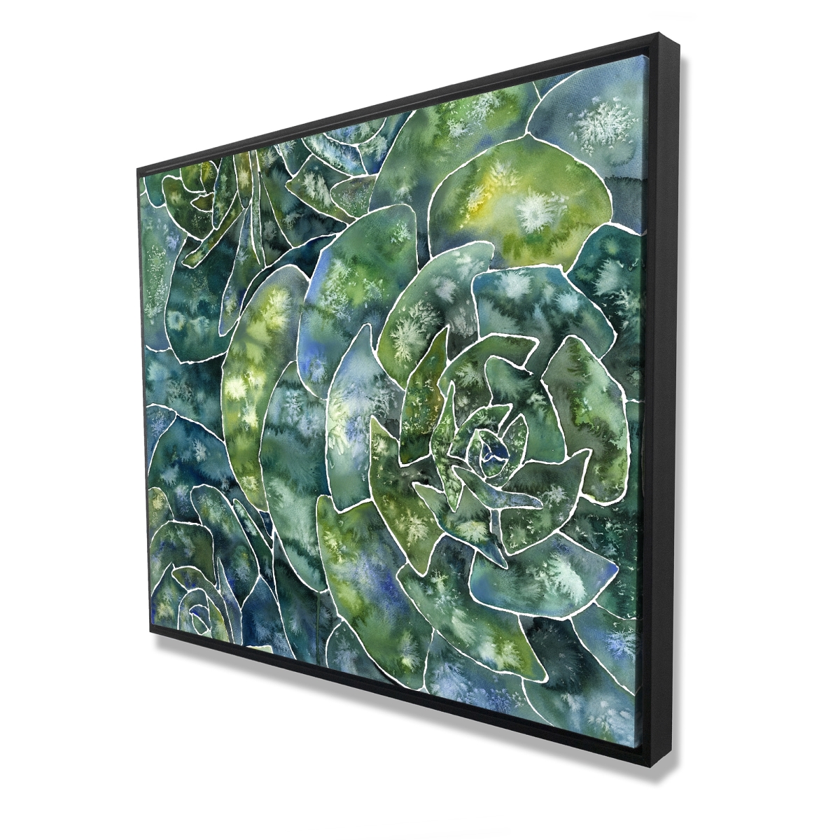 C1FC4860MN9BKW 48 x 60 in. Abstract Succulents - Green Illustrative Framed Canvas Decor