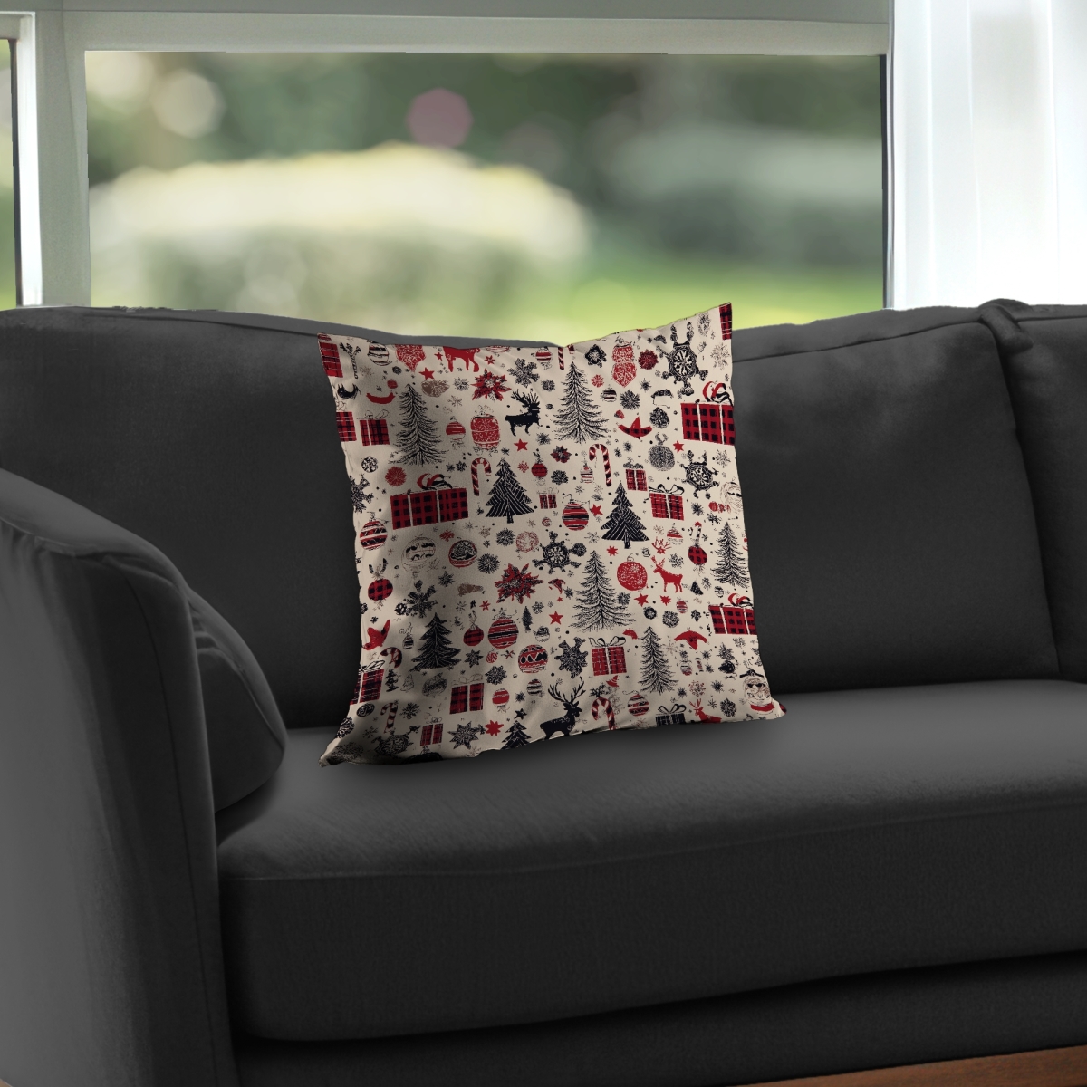 C1PT1616OAK589 16 x 16 in. Christmas Gift Pattern Brown Poly Twill Throw Pillow Insert
