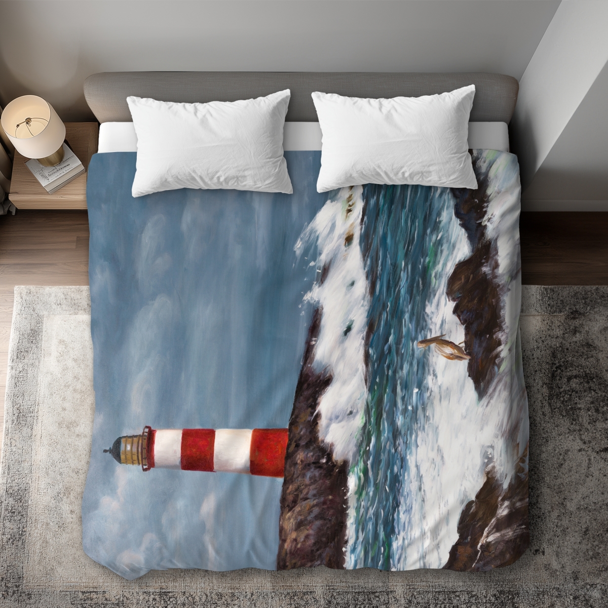 C1DCKSW0HJIA9I Lighthouse Coastal Red King Size Duvet Cover - Home Decor Unleashed