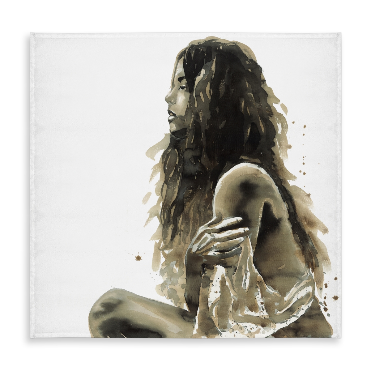 Picture of Begin Home Decor C1TC585837EFGU 58 x 58 in. Illustrative Brown Tablecloth - Woman in Sepia for Home Decor
