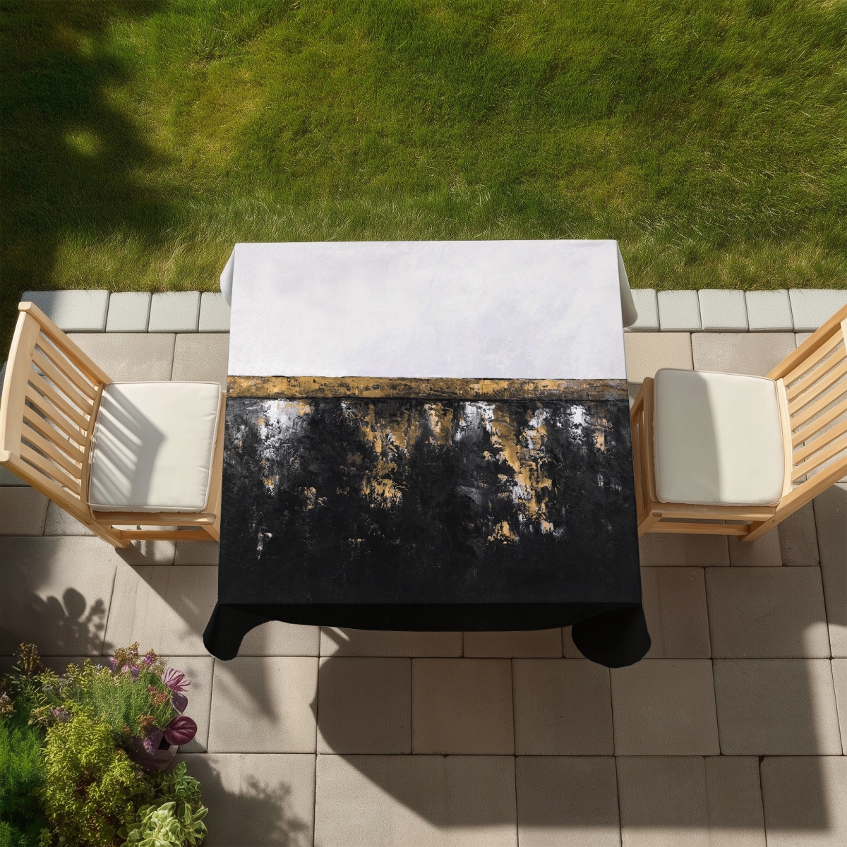 Picture of Begin Home Decor C1TC5858FD1DS0 58 x 58 in. Abstract Industrial Metal Tablecloth - Indoor & Outdoor Decor
