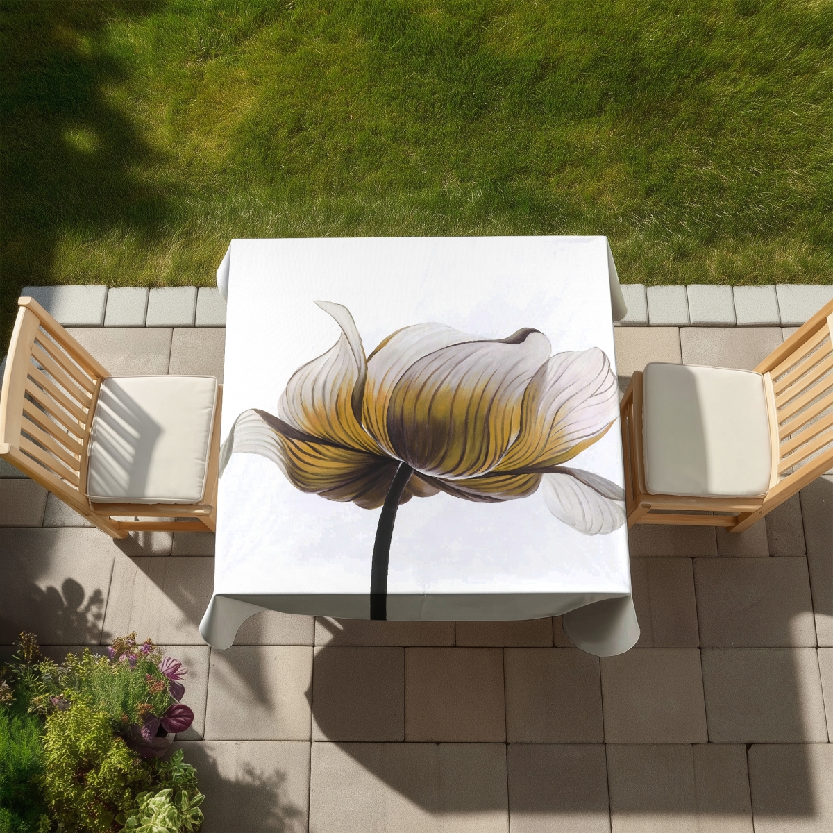 Picture of Begin Home Decor C1TC58588MCNJK 58 x 58 in. Yellow Anemone Flower Tablecloth - Indoor & Outdoor Home Decor