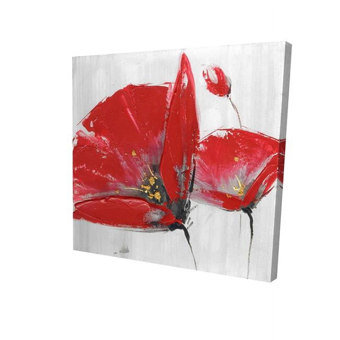 8 x 8 in. Three Red Flowers on Grey Background-Print on Canvas