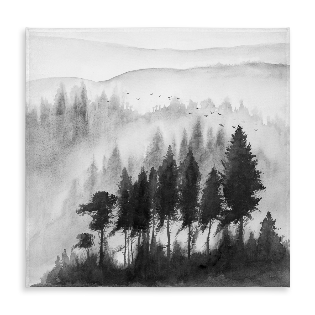 Picture of Begin Home Decor C1TC5858HCRCLV 58 x 58 in. Mono Mountains Watercolor Tablecloth - Indoor & Outdoor Decor