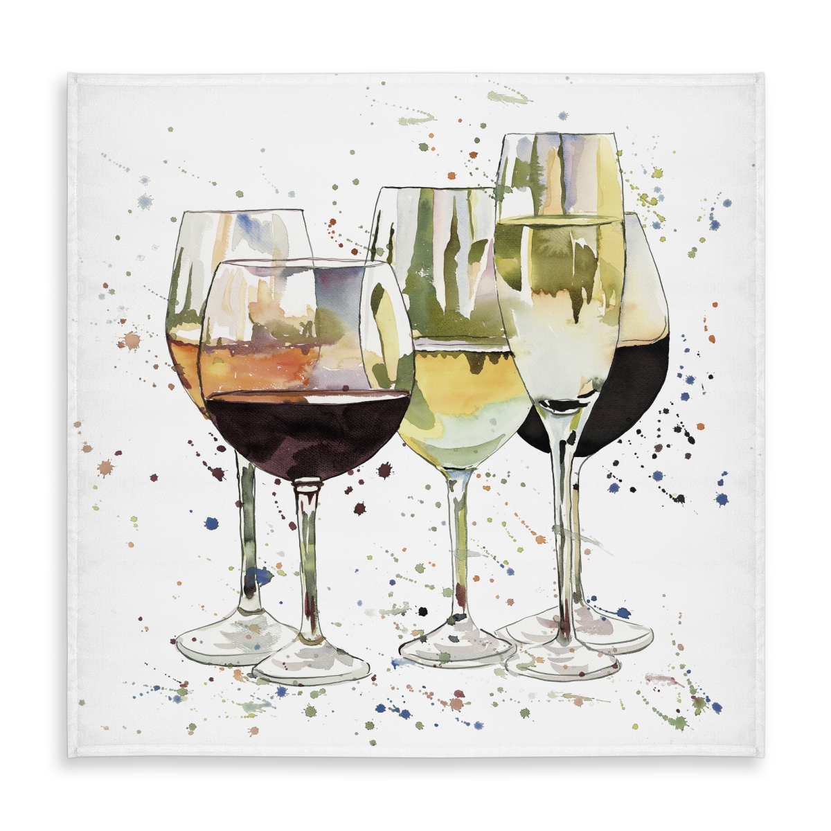 Picture of Begin Home Decor C1TC5858G608DC 58 x 58 in. Yellow Tablecloth with Wine Glasses Design - Indoor & Outdoor Decor