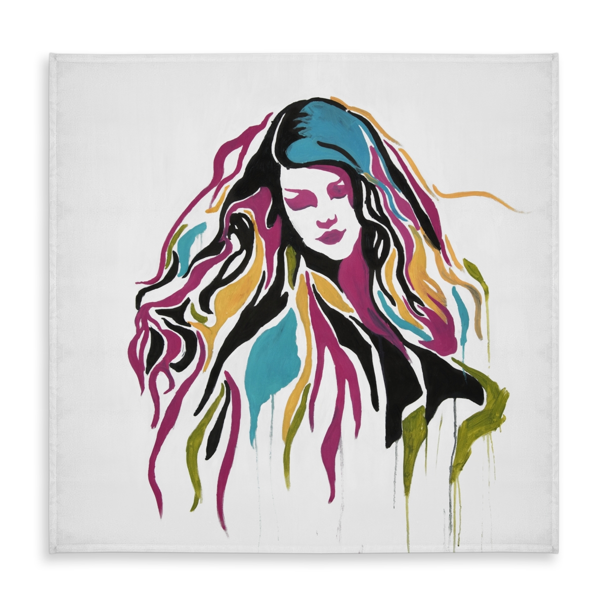Picture of Begin Home Decor C1TC5858Q1JNZE 58 x 58 in. Yellow Woman Graffiti Art Tablecloth - Indoor & Outdoor Decor
