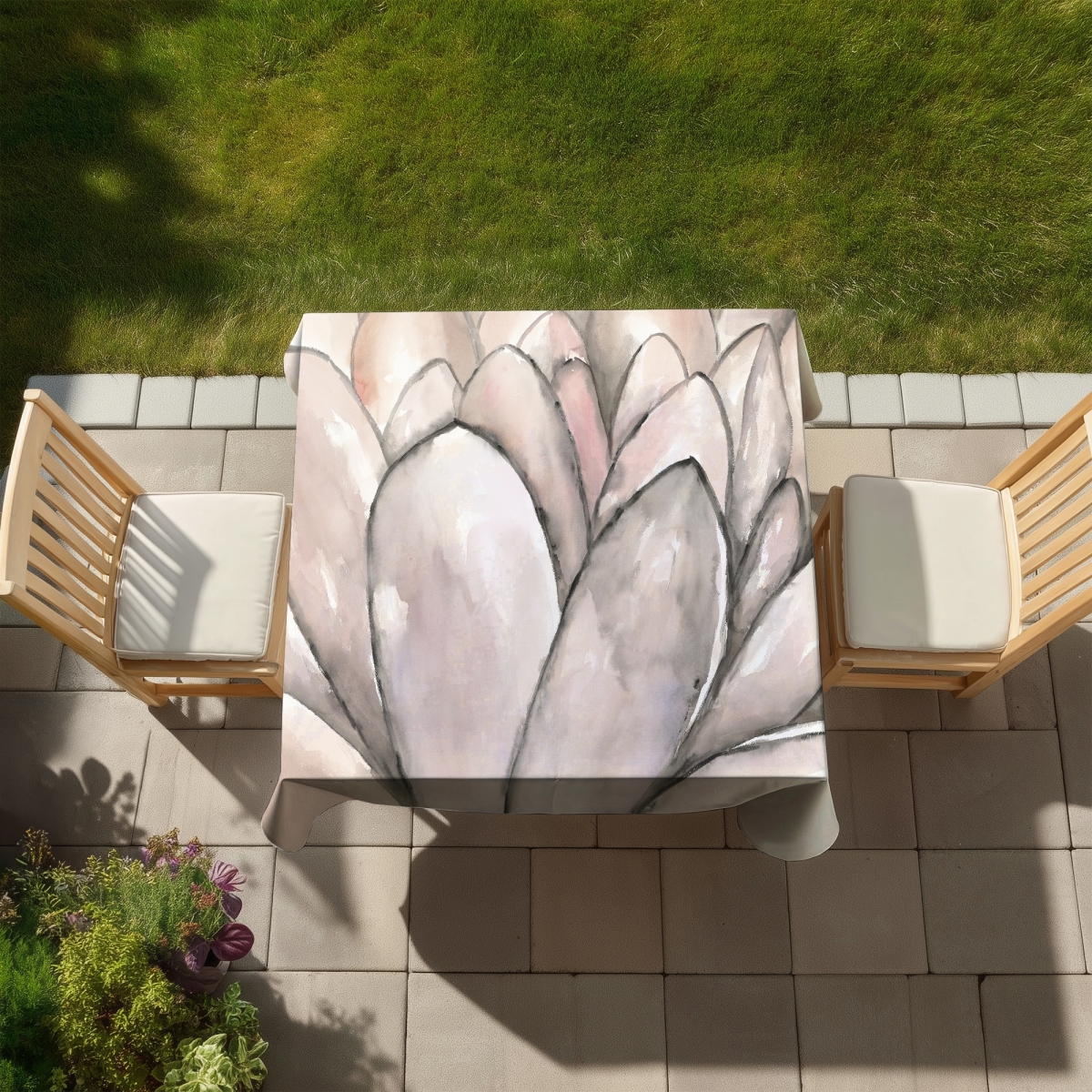 Picture of Begin Home Decor C1TC5858PYPVVC 58 x 58 in. Blush Pink Floral Tablecloth - Indoor & Outdoor Home Decor