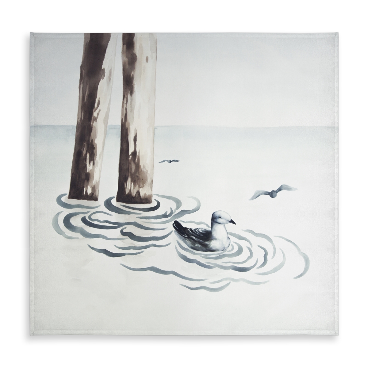 Picture of Begin Home Decor C1TC5858S1F71U 58 x 58 in. Seagull Blue Sea Animals Tablecloth - Indoor & Outdoor Decor