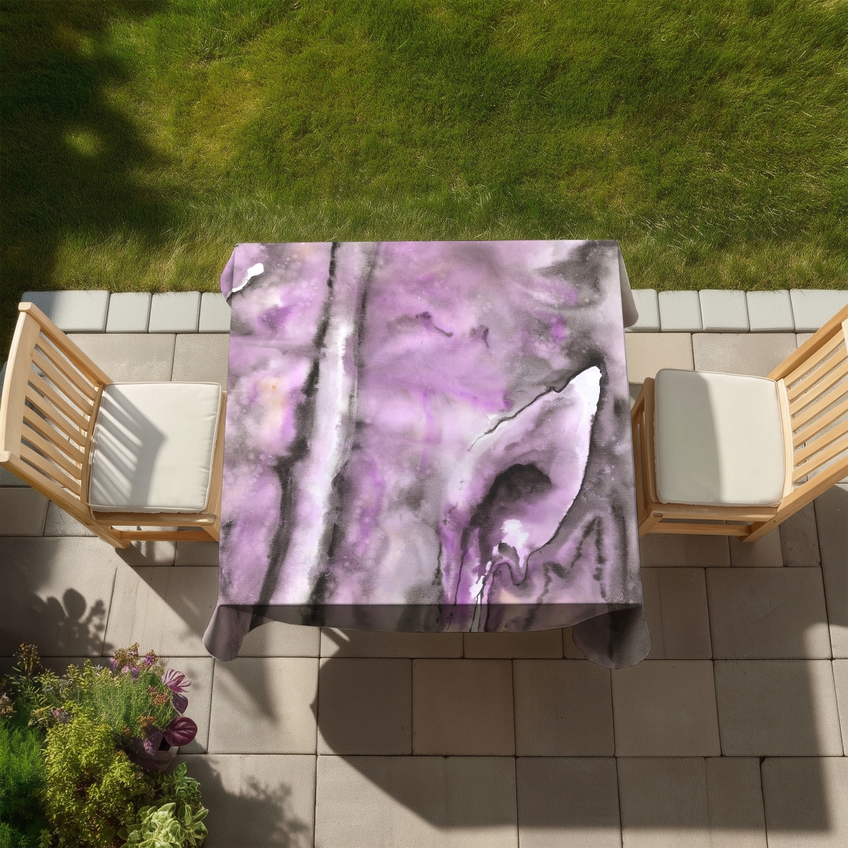 Picture of Begin Home Decor C1TC5858RH3M4K 58 x 58 in. Purple Abstract Tablecloth - Indoor & Outdoor Home Decor