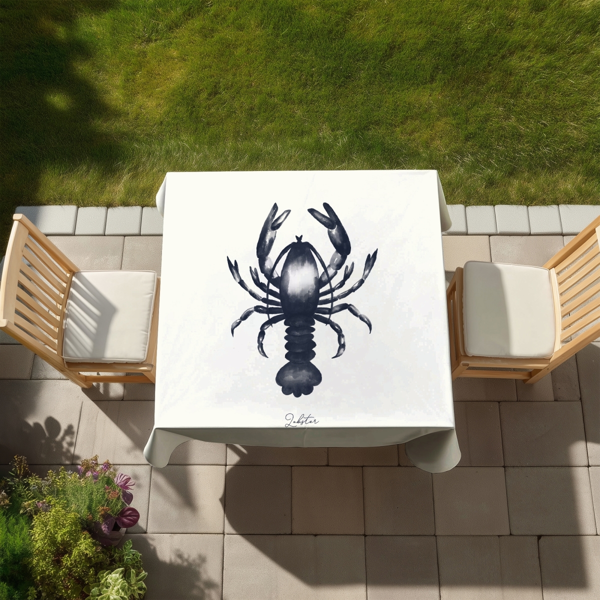 Picture of Begin Home Decor C1TC5858IJCVXY 58 x 58 in. Blue Lobster Tablecloth - Indoor & Outdoor Bathroom Decor