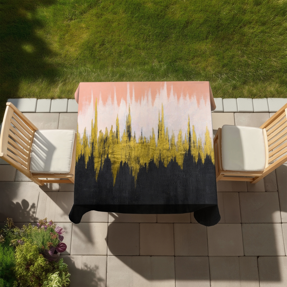 Picture of Begin Home Decor C1TC5858S269S9 58 x 58 in. Abstract Zigzag Tablecloth - Indoor Outdoor Home Decor