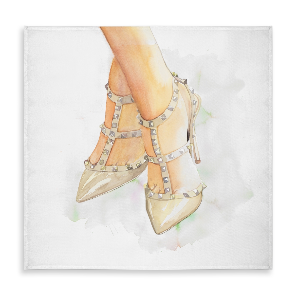 Picture of Begin Home Decor C1TC5858HVARRU 58 x 58 in. White Fashion Shoes Tablecloth - Studded High Heels Decor