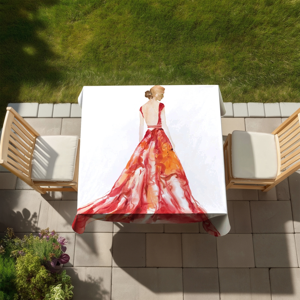 Picture of Begin Home Decor C1TC5858OEJ6Q1 58 x 58 in. Red Prom Dress Tablecloth - Indoor & Outdoor Home Decor