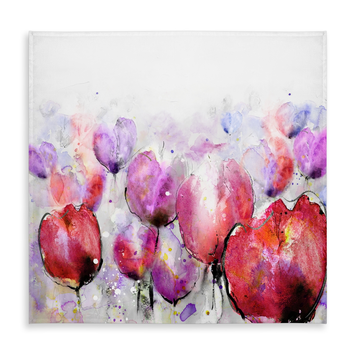 Picture of Begin Home Decor C1TC5858KG2A96 58 x 58 in. Pink Tulips Field Tablecloth - Floral Botanical Home Decor