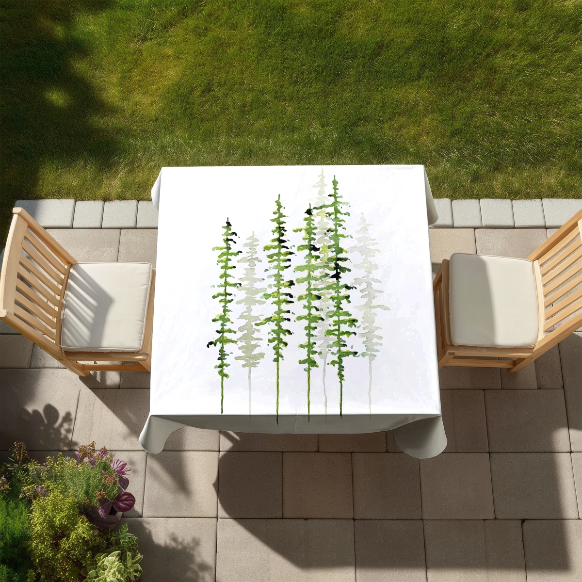 Picture of Begin Home Decor C1TC5858AH9Q1C 58 x 58 in. Minimalist Slim Trees Tablecloth - Indoor Outdoor Decor