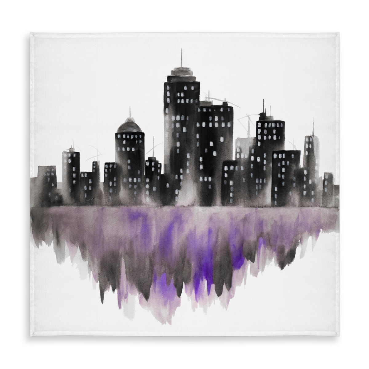 Picture of Begin Home Decor C1TC5858X55QLL 58 x 58 in. Purple Watercolor Cityscape Tablecloth - Indoor & Outdoor Decor
