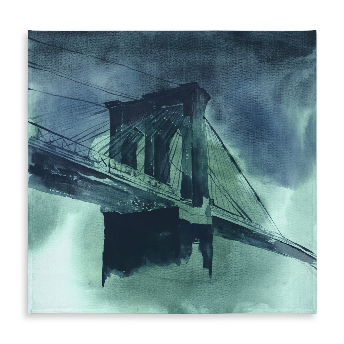 Picture of Begin Home Decor C1TC585879HYDS 58 x 58 in. Abstract Brooklyn Bridge Tablecloth - Indoor Outdoor Decor